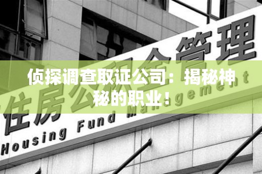 建阳侦探调查取证公司：揭秘神秘的职业！
