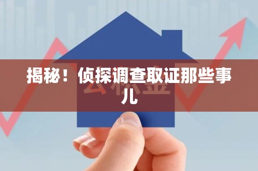 建阳揭秘！侦探调查取证那些事儿