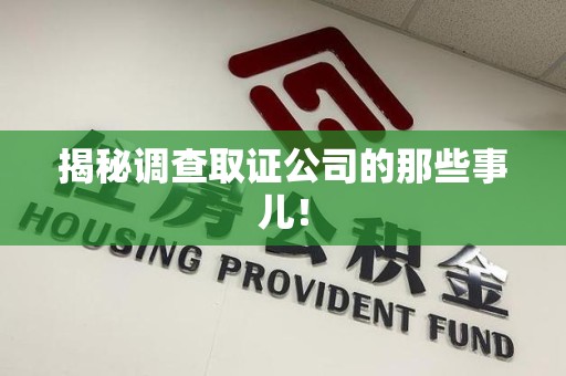 建阳揭秘调查取证公司的那些事儿！
