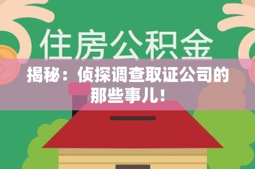建阳揭秘：侦探调查取证公司的那些事儿！
