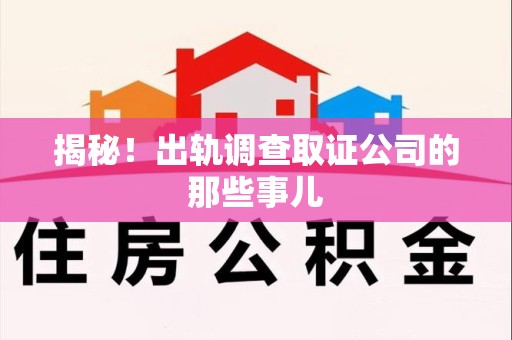 建阳揭秘！出轨调查取证公司的那些事儿