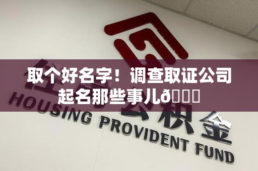 建阳取个好名字！调查取证公司起名那些事儿😎