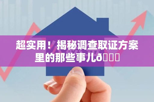 建阳超实用！揭秘调查取证方案里的那些事儿😎