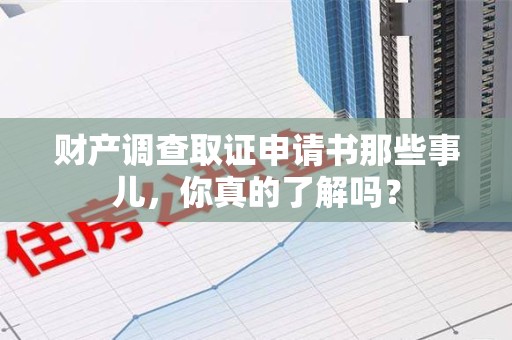 建阳财产调查取证申请书那些事儿，你真的了解吗？