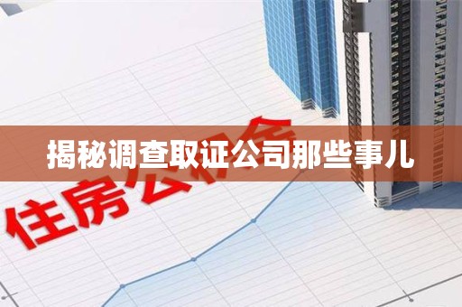 建阳揭秘调查取证公司那些事儿