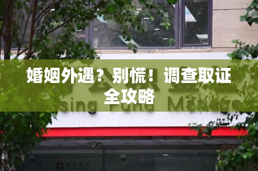 建阳婚姻外遇？别慌！调查取证全攻略