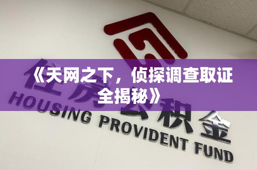 建阳《天网之下，侦探调查取证全揭秘》