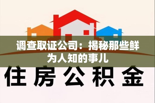 建阳调查取证公司：揭秘那些鲜为人知的事儿