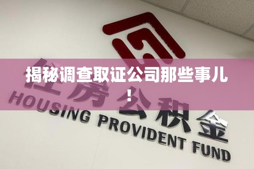 建阳揭秘调查取证公司那些事儿！