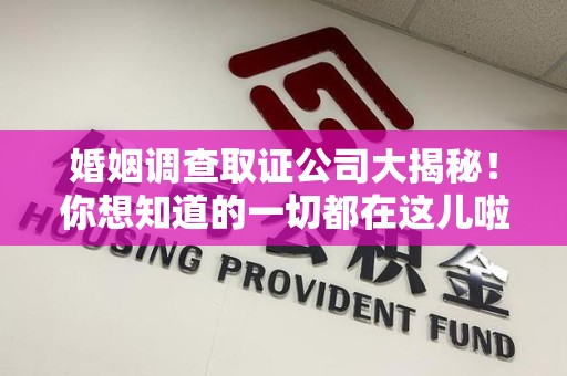 建阳婚姻调查取证公司大揭秘！你想知道的一切都在这儿啦😉