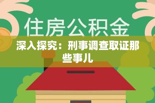 建阳深入探究：刑事调查取证那些事儿