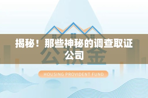 建阳揭秘！那些神秘的调查取证公司