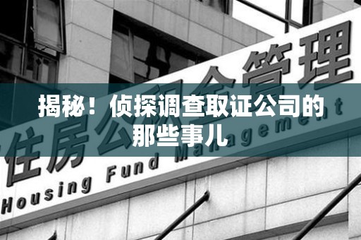 建阳揭秘！侦探调查取证公司的那些事儿