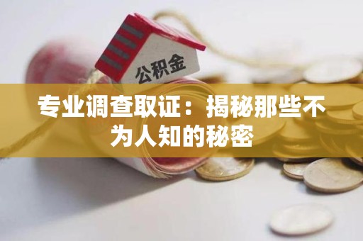 建阳专业调查取证：揭秘那些不为人知的秘密