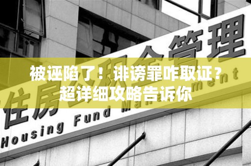 建阳被诬陷了！诽谤罪咋取证？超详细攻略告诉你