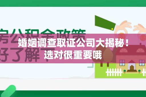 建阳婚姻调查取证公司大揭秘！选对很重要哦