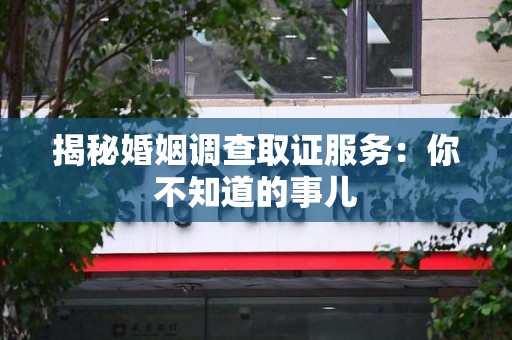 建阳揭秘婚姻调查取证服务：你不知道的事儿