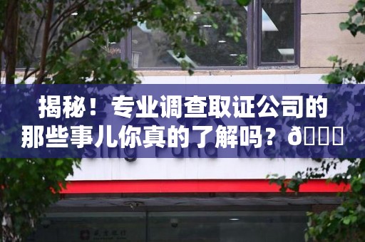 建阳揭秘！专业调查取证公司的那些事儿你真的了解吗？😎